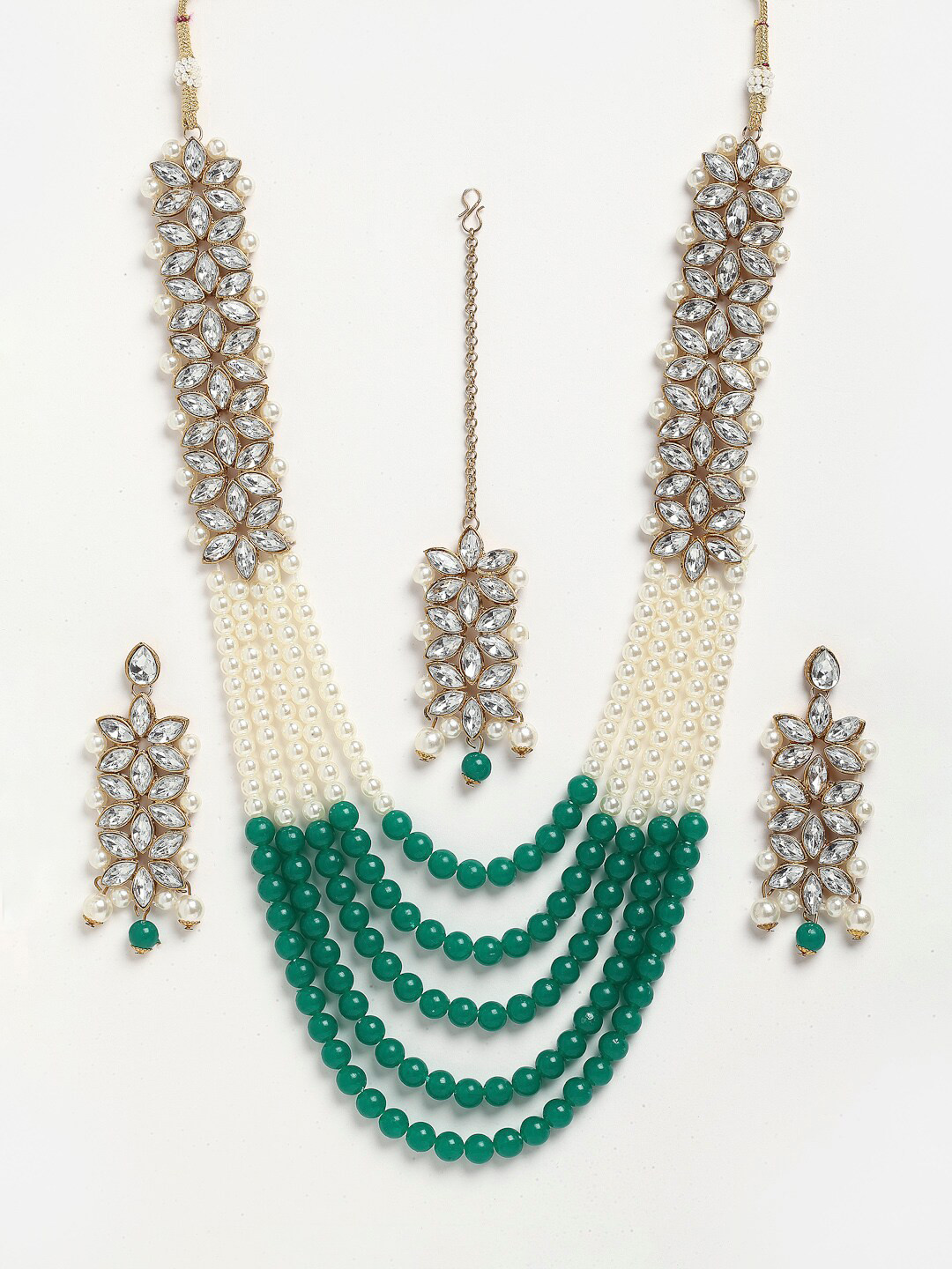 Anouk Gold-Plated Kundan-Studded & Beaded Jewelry Set