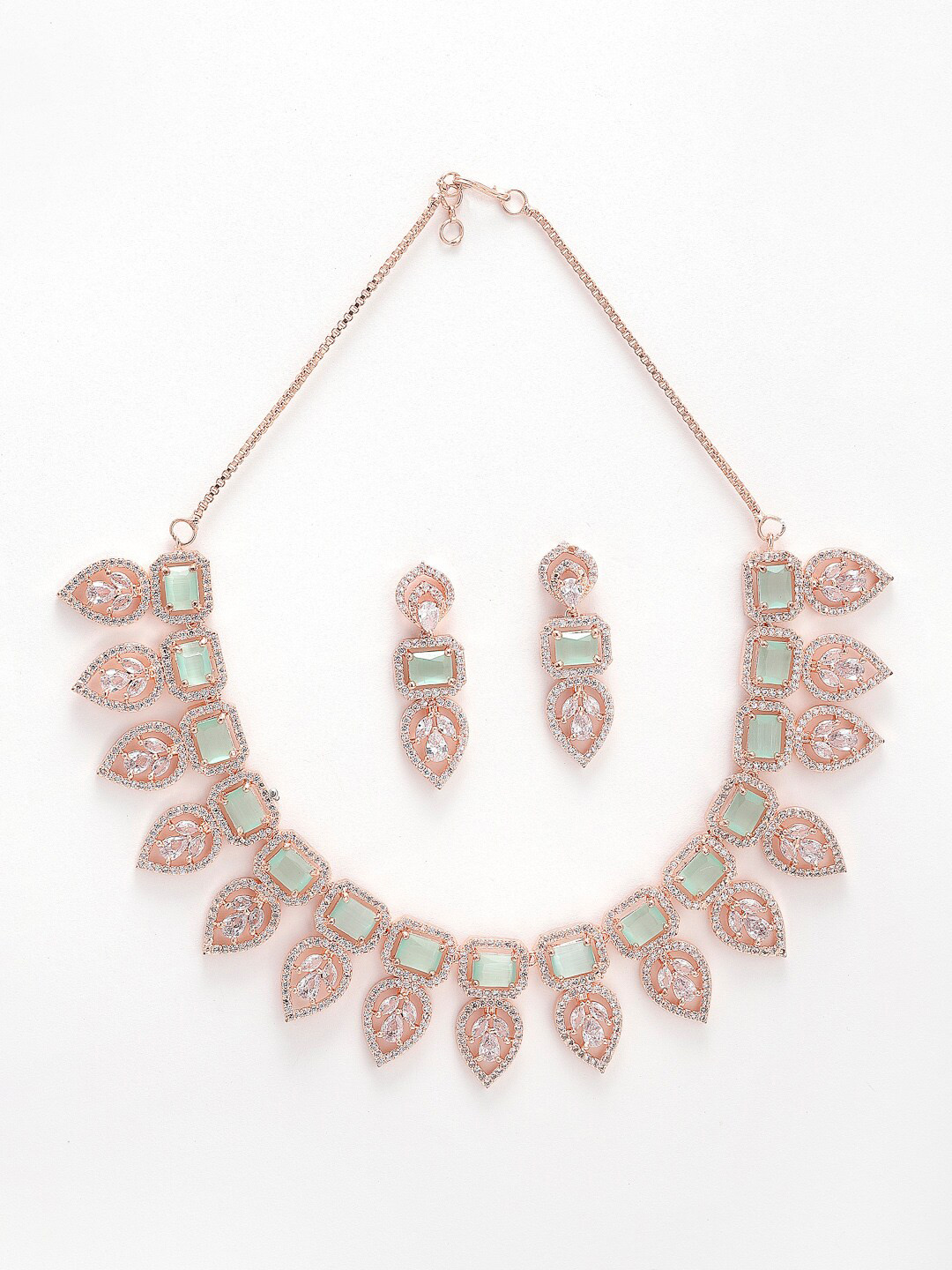 Anouk Rose Gold-Plated Crystal Studded Necklace & Earrings