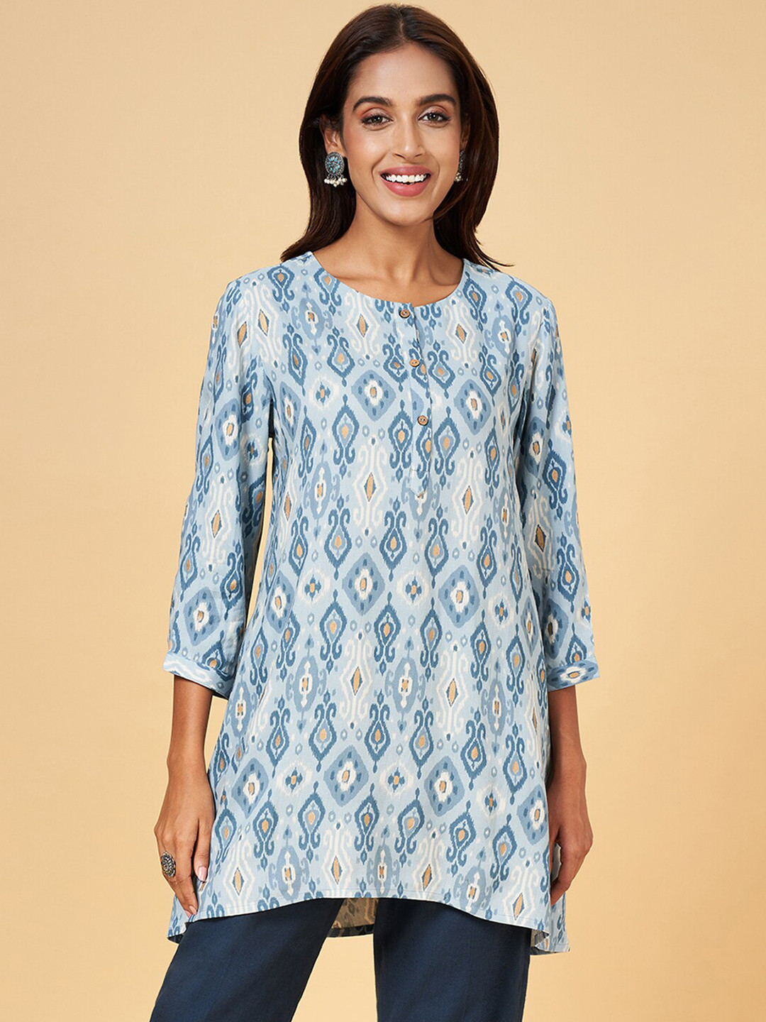 RANGMANCH BY PANTALOONS Ethnic Motifs Printed Round Neck A-Line Kurti