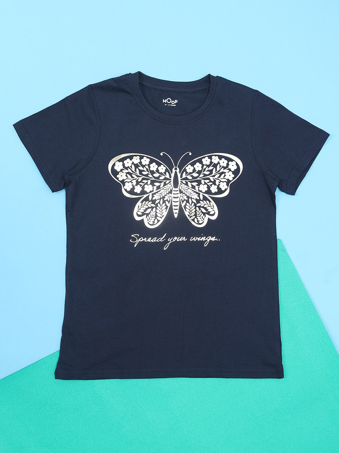 Hoop Girls Printed Short Sleeves Cotton T-shirt