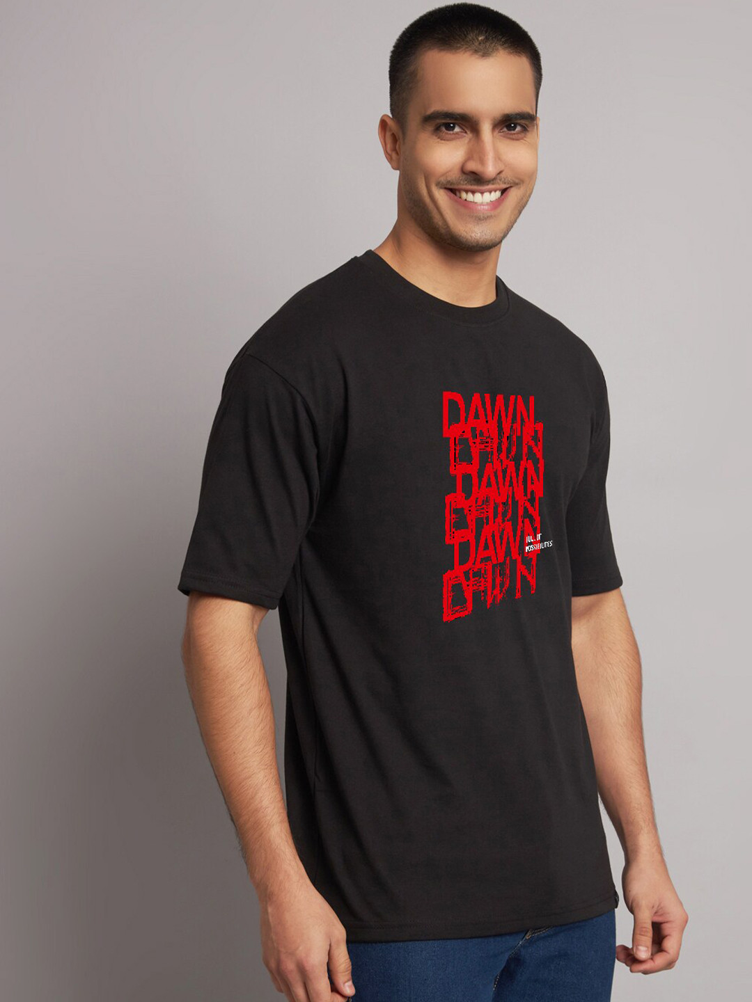 The Modern Soul Men Black Typography Printed T-shirt