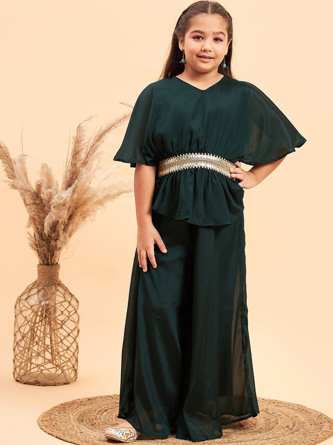 Stylo Bug Girls Tiered Kaftan Top With Palazzos