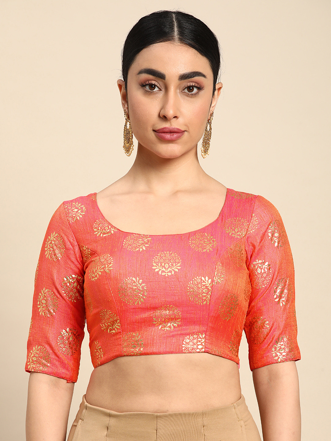Ethnovog Woven Design Zari Saree Blouse
