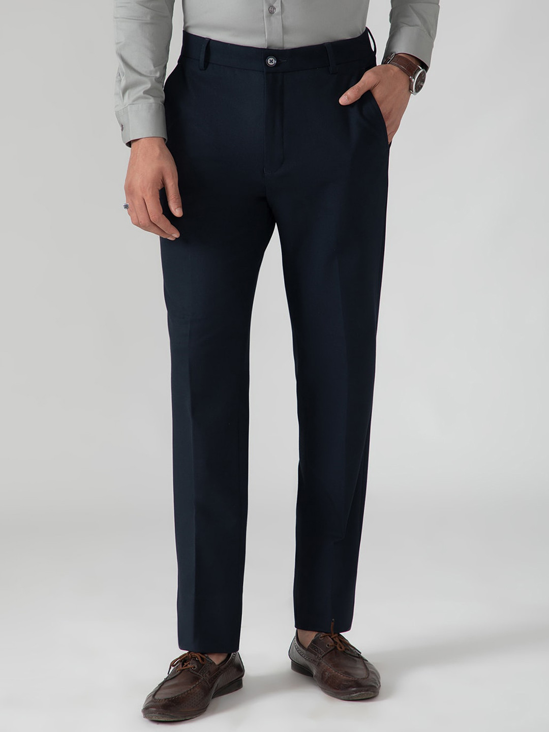 SUBTRACT Men 4 Way Stretch Flex Waist Slim Fit Formal Trousers