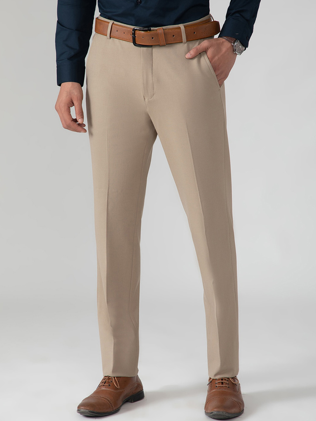 SUBTRACT Men 4 Way Stretch Flex Waist Slim Fit Formal Trousers