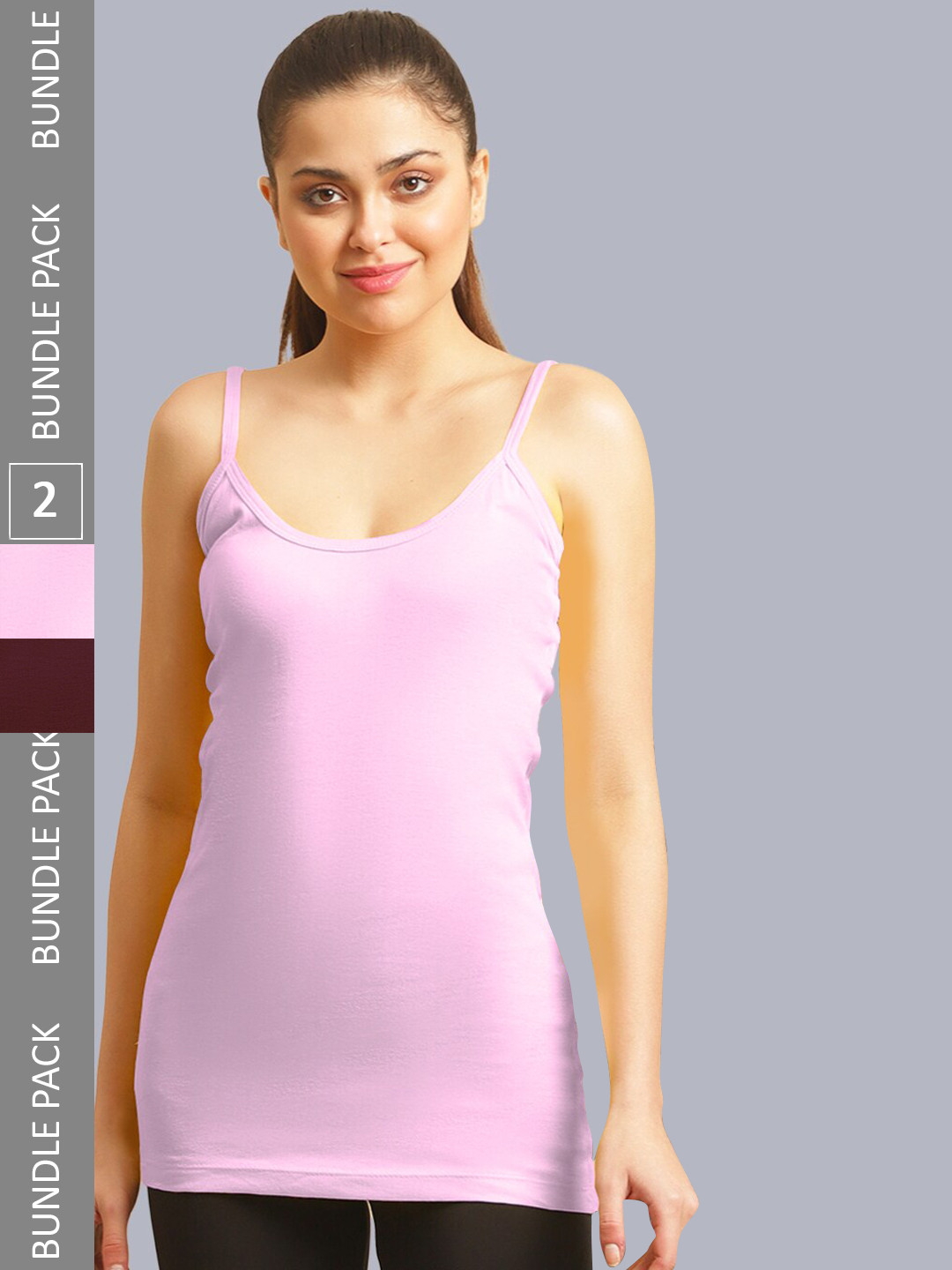 FABR Pack Of 2 Cotton Long Camisoles