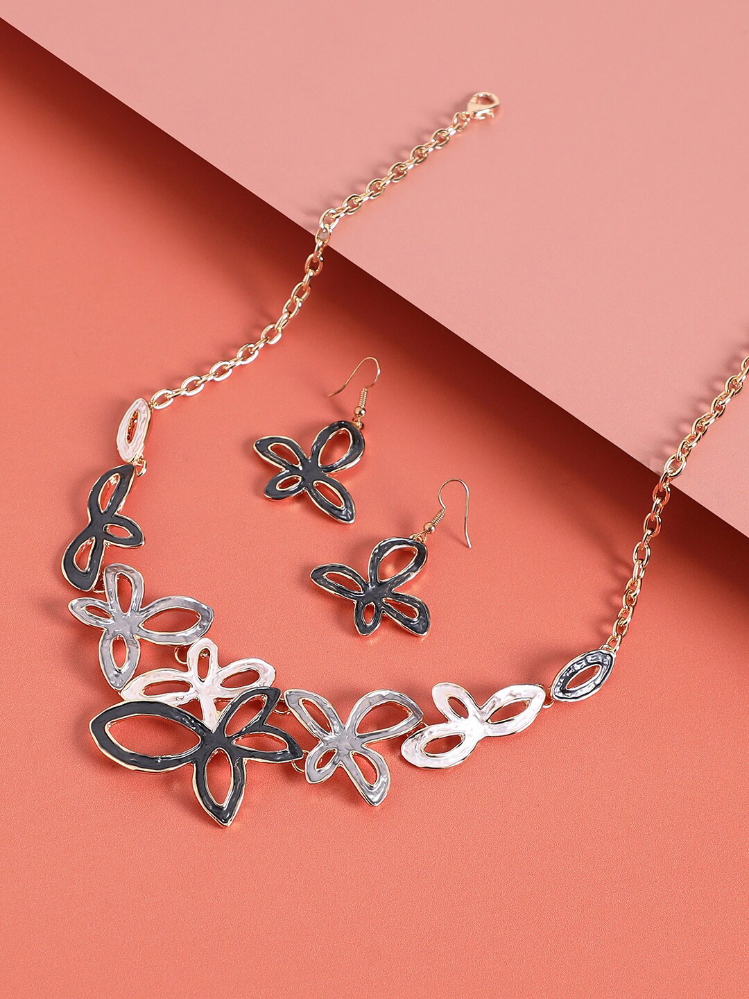 SOHI Gold-Plated Butterfly Jewellery Set