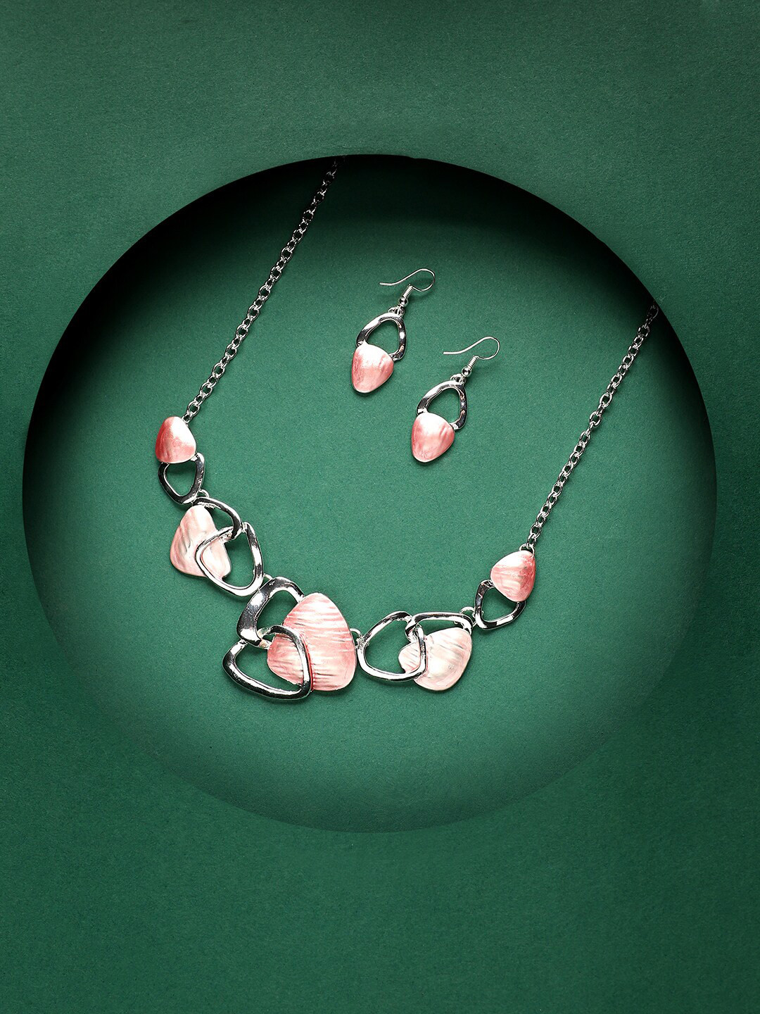SOHI Silver-Plated Abstract Jewellery Set