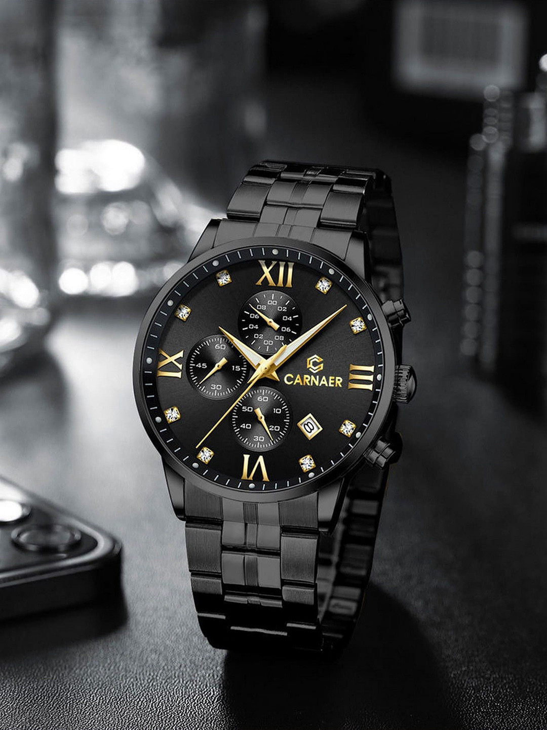 Carnaer Men Round Analogue Watch CN4110-3-Blk