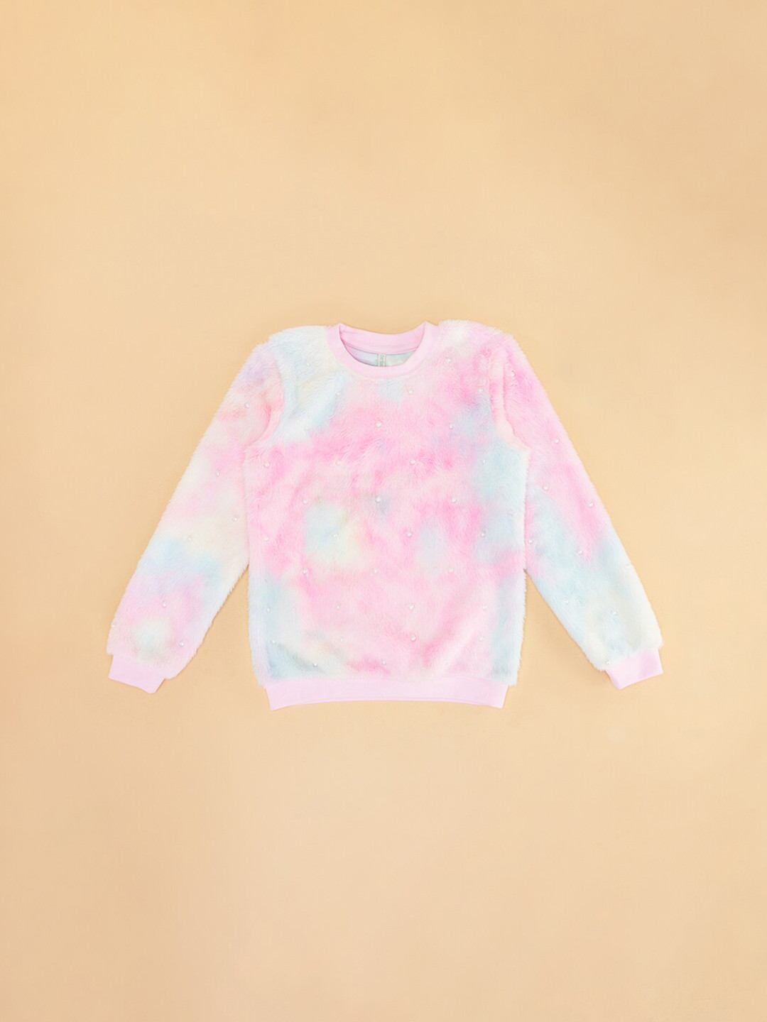 Pantaloons Junior Girls Tie & Dye Embellished Wool Sweatshirt