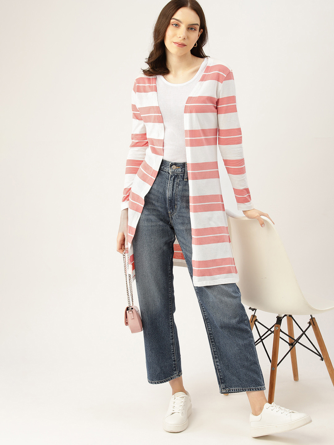 DressBerry Women Striped Longline Shrug