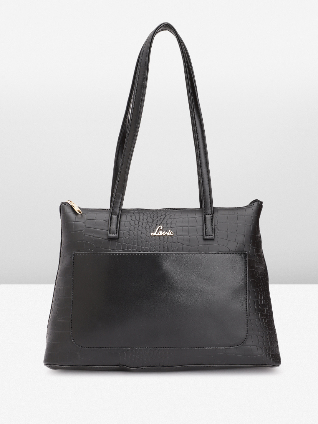 Lavie Croc Textured Structured Shoulder Bag