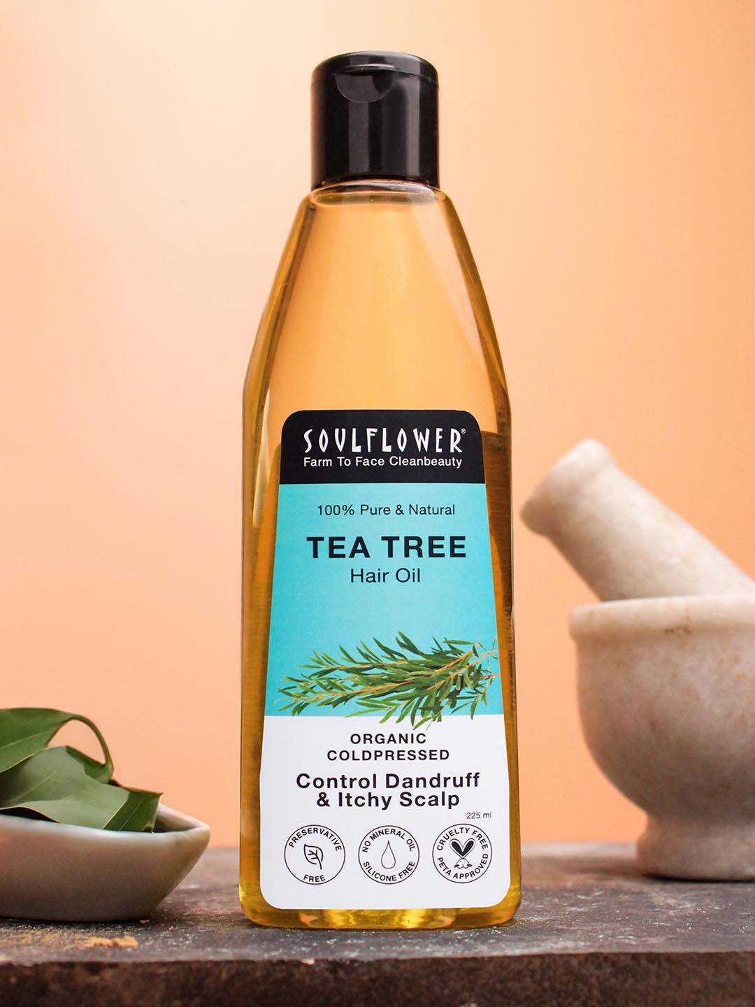 Soulflower Tea Tree Anti Dandruff Oil for Dandruff Treatment and Frizzy Hair 225ml