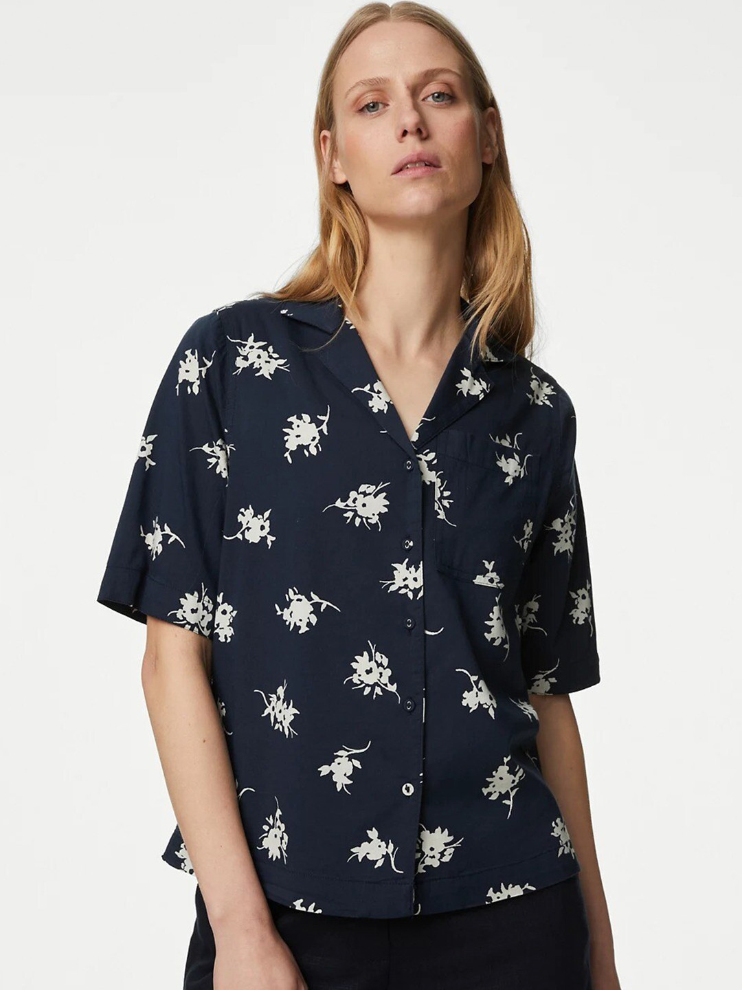 Marks & Spencer Floral Printed Cuban Collar Casual Shirt