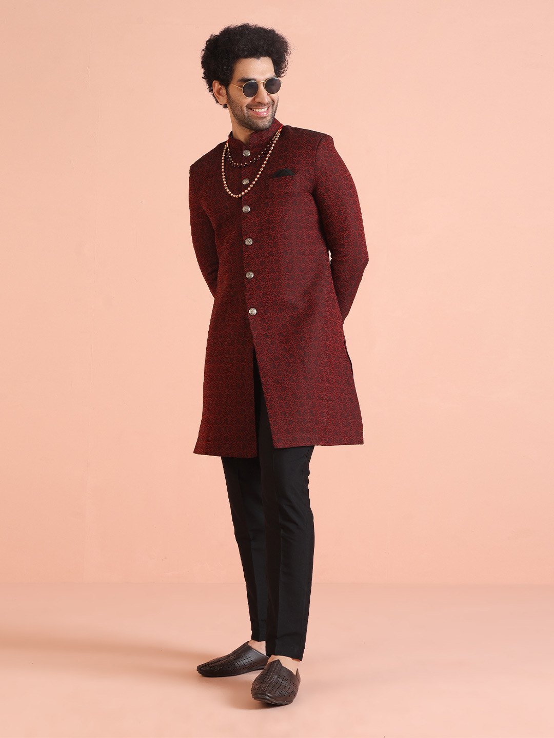 Benarasi Jacquard Indo Western Sherwani Trouser Set
