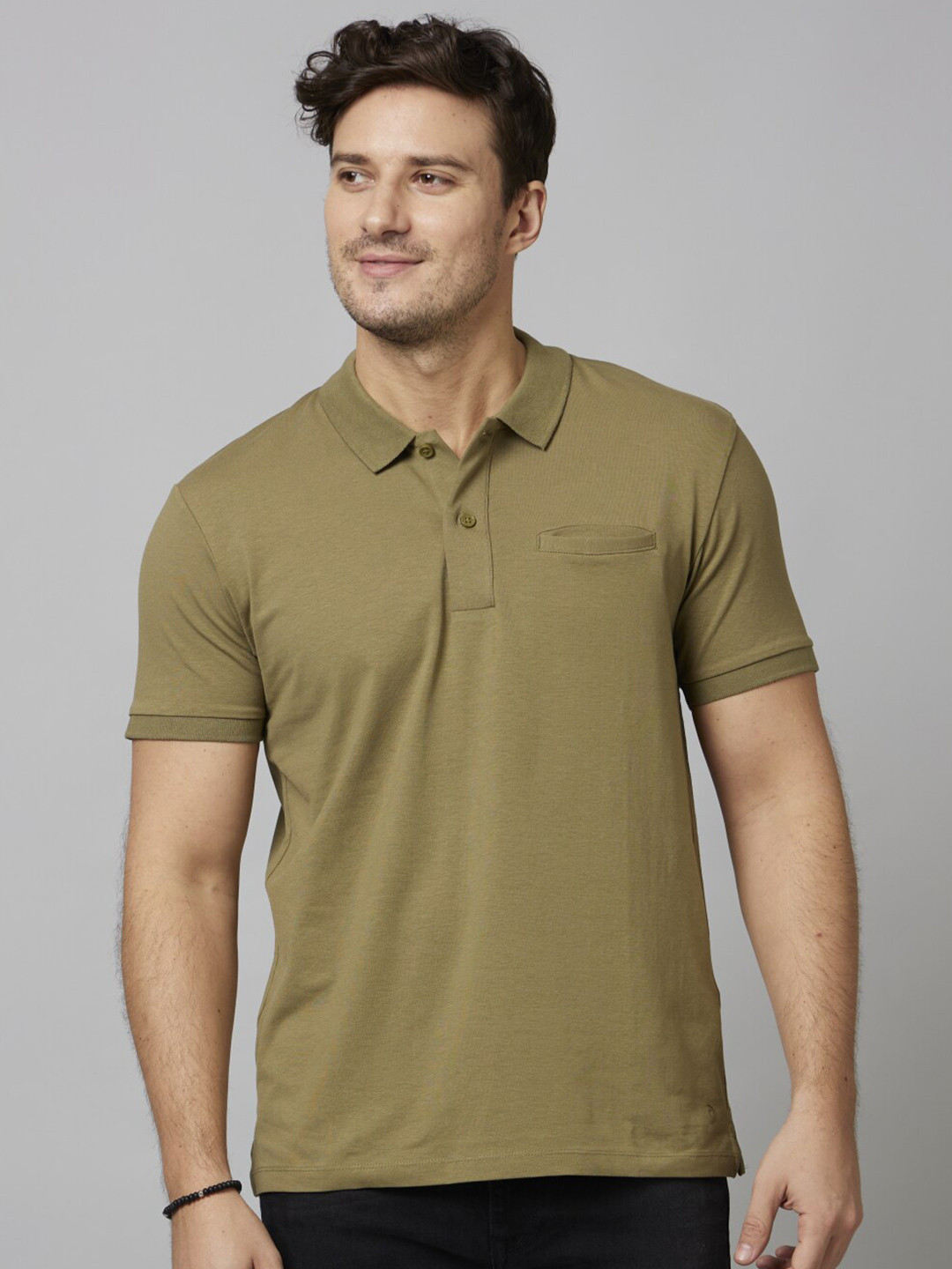 Celio Solid Pattern Henley Neck Cotton T-shirt