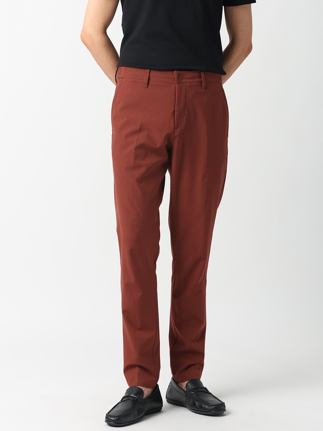 RARE RABBIT Men Drivers Mid Rise Slim Fit Regular Cotton Trouser