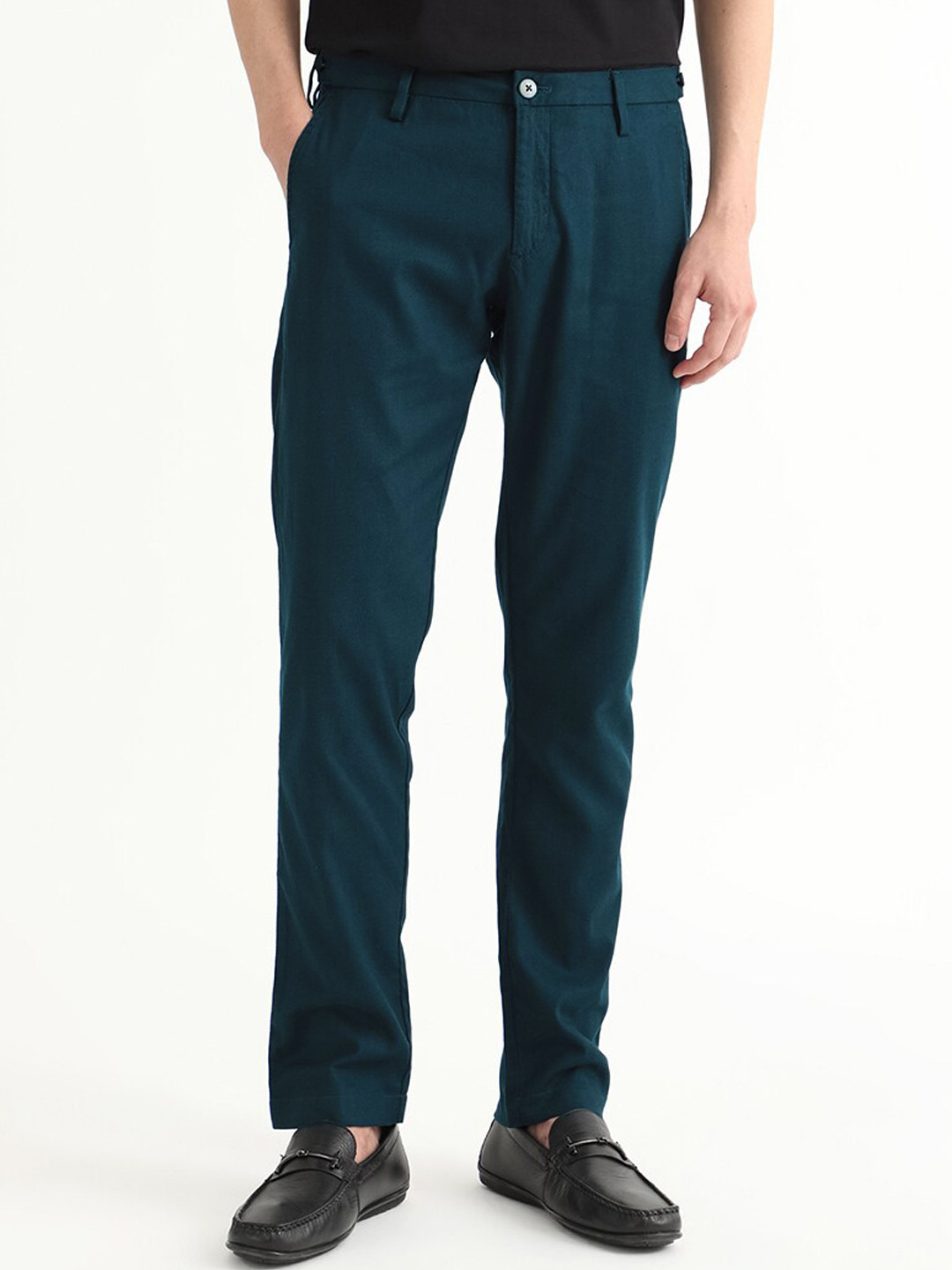RARE RABBIT Cellular Mid Rise Cotton Slim Fit Trouser