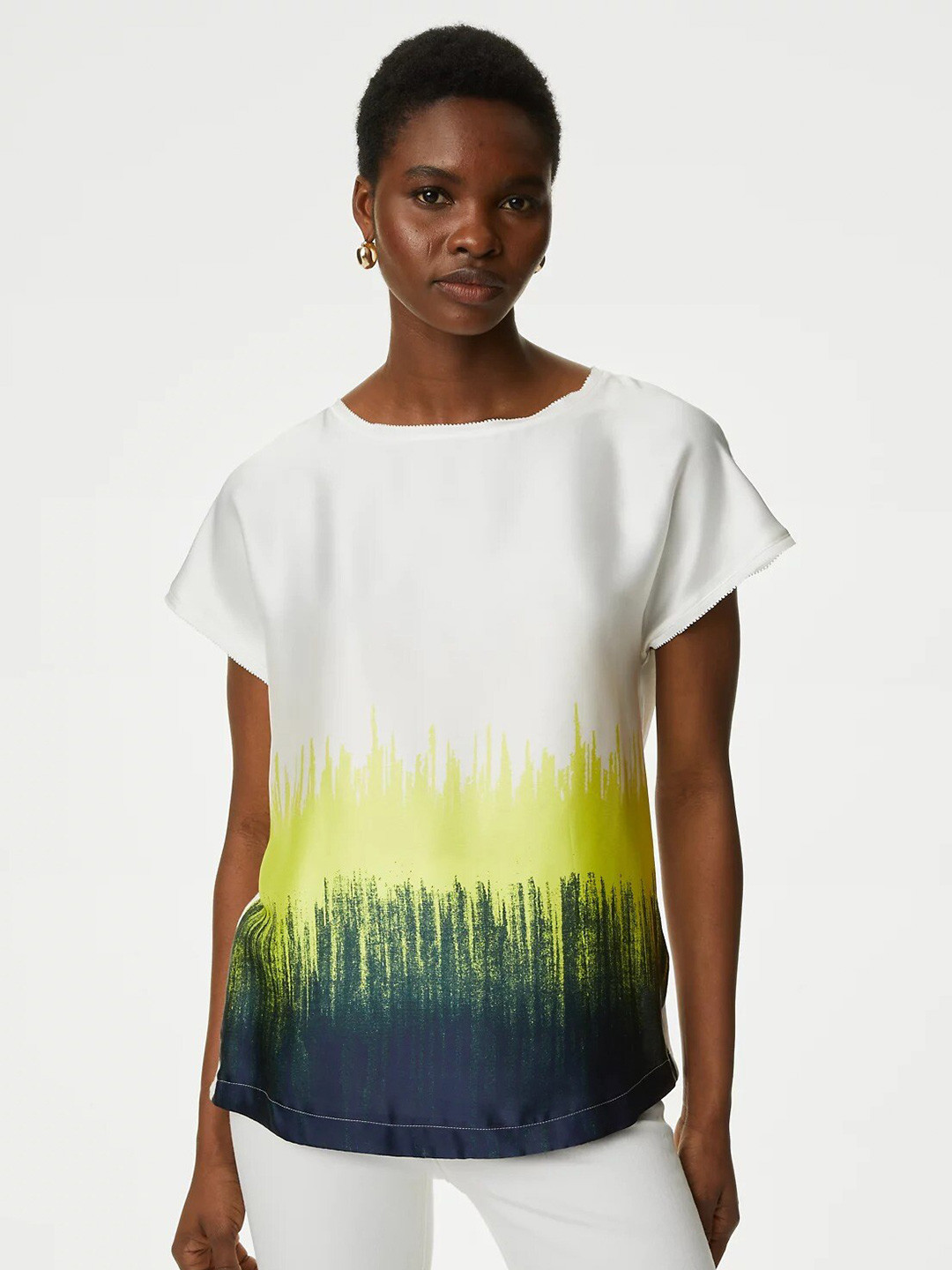 Marks & Spencer Ombre Print Extended Sleeves Top