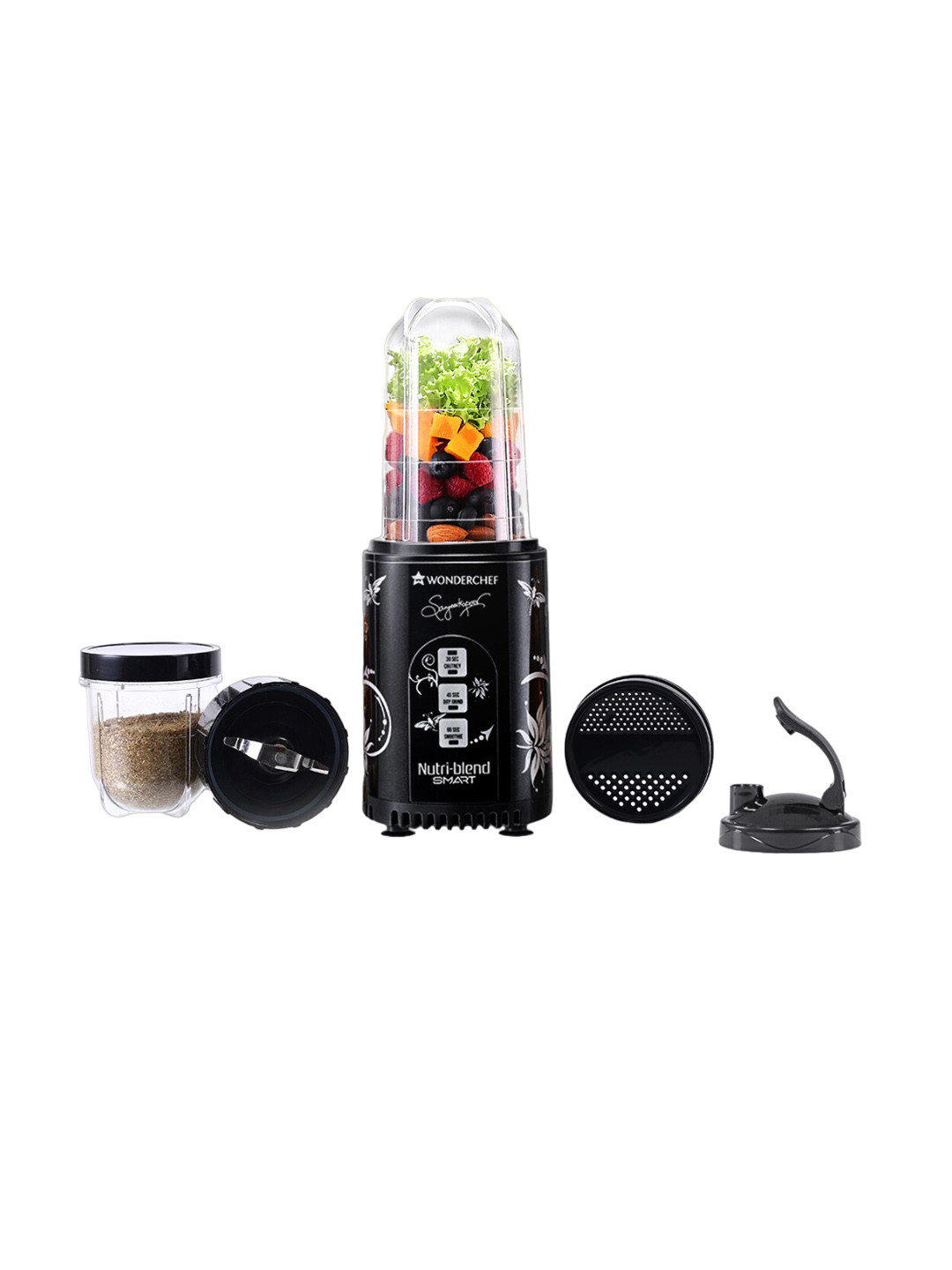 Wonderchef Nutri Blend Smart Automatic Black Plastic Double Pulse Technology 2 Jars Wet and Dry Grinder with Juicer-500W