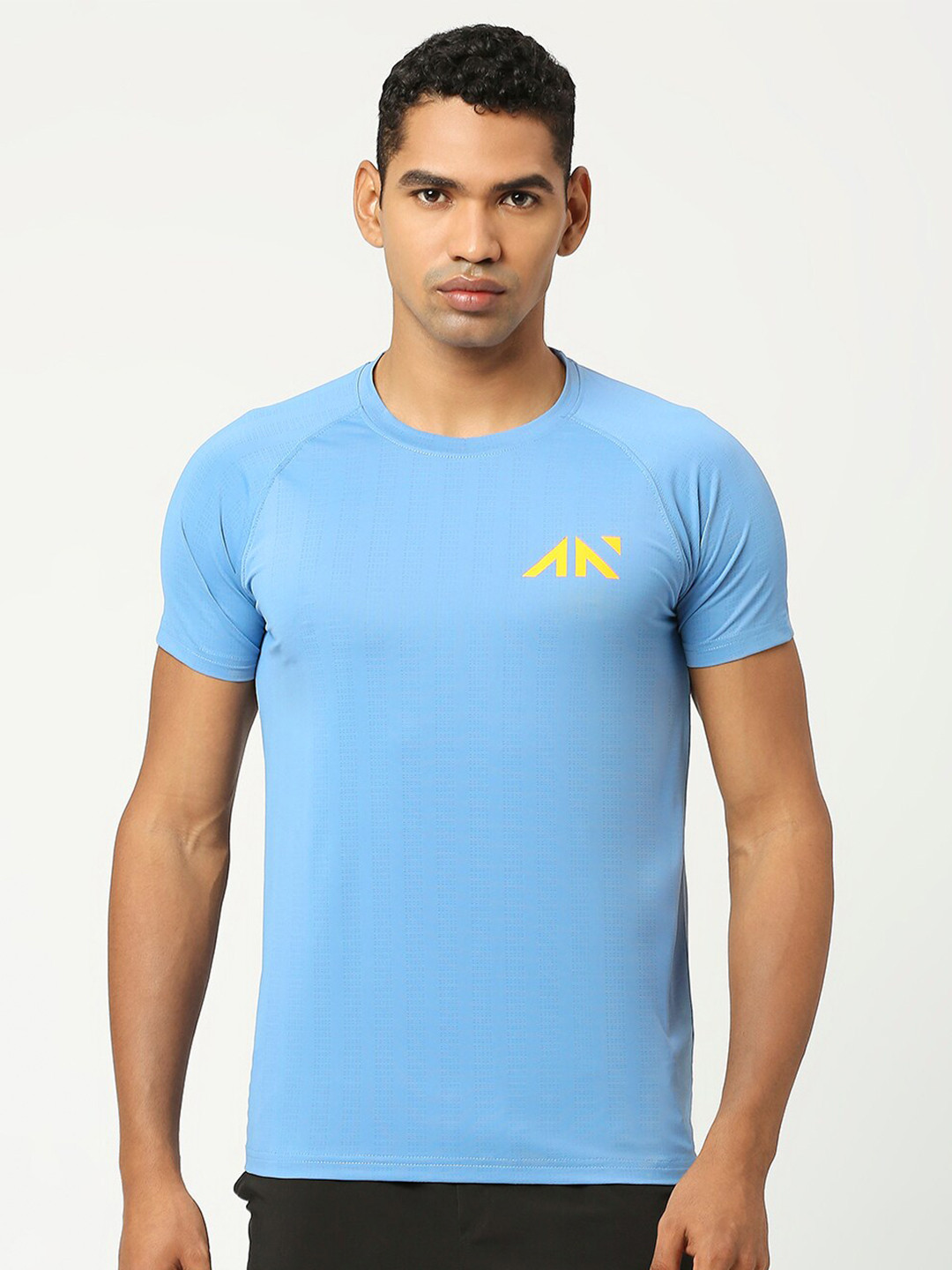 AESTHETIC NATION Self Design Round Neck Raglan Sleeves Dri-FIT Sports T-shirt