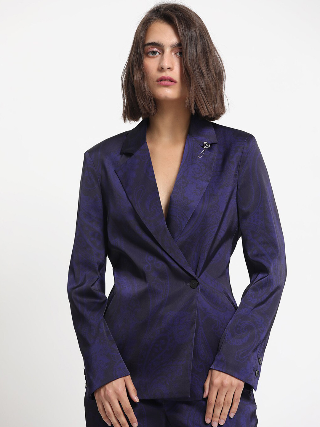 RAREISM Double Breasted Satin Blazer