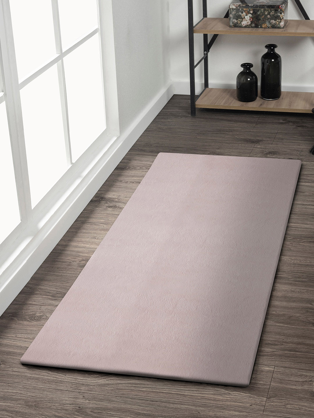 OBSESSIONS Soft Shaggy Peach-Colored Bedside Floor Runner