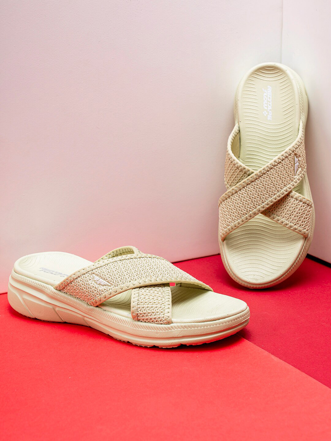 Red Tape Women Cross Strap Self Design Comfort  Slip On