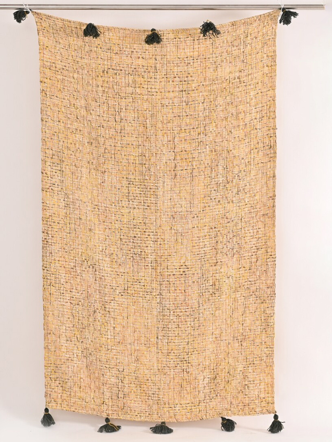 Art Avenue Beige Tackle Self-Design Cotton Throw