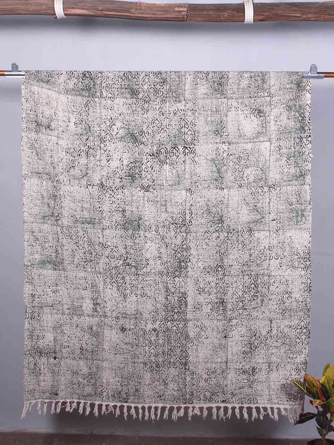 Art Avenue Grey & White Self-Design Cotton Throw