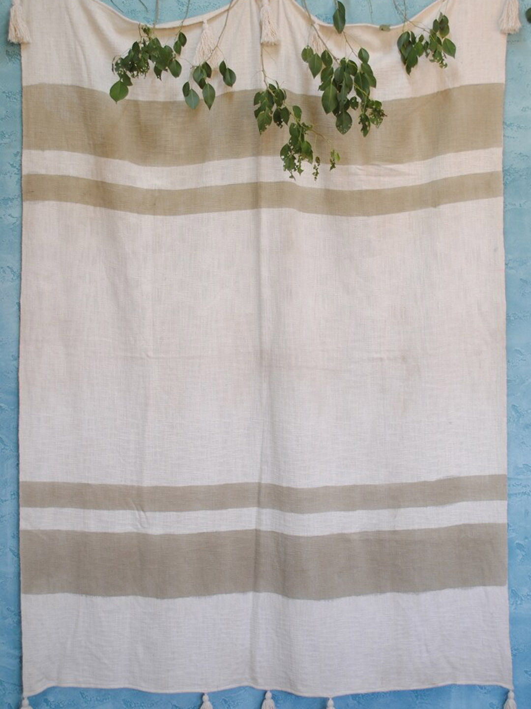 Art Avenue Acute Off White Beige Striped Cotton Throw