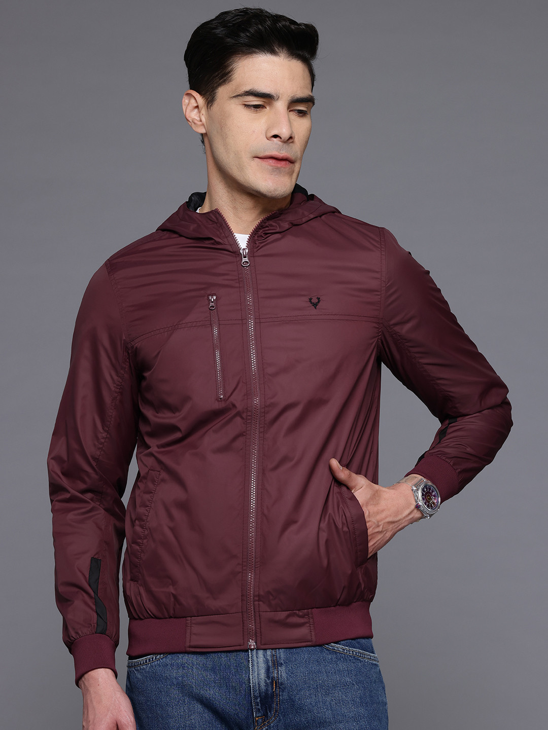 Allen Solly Sport Hooded Bomber Jacket