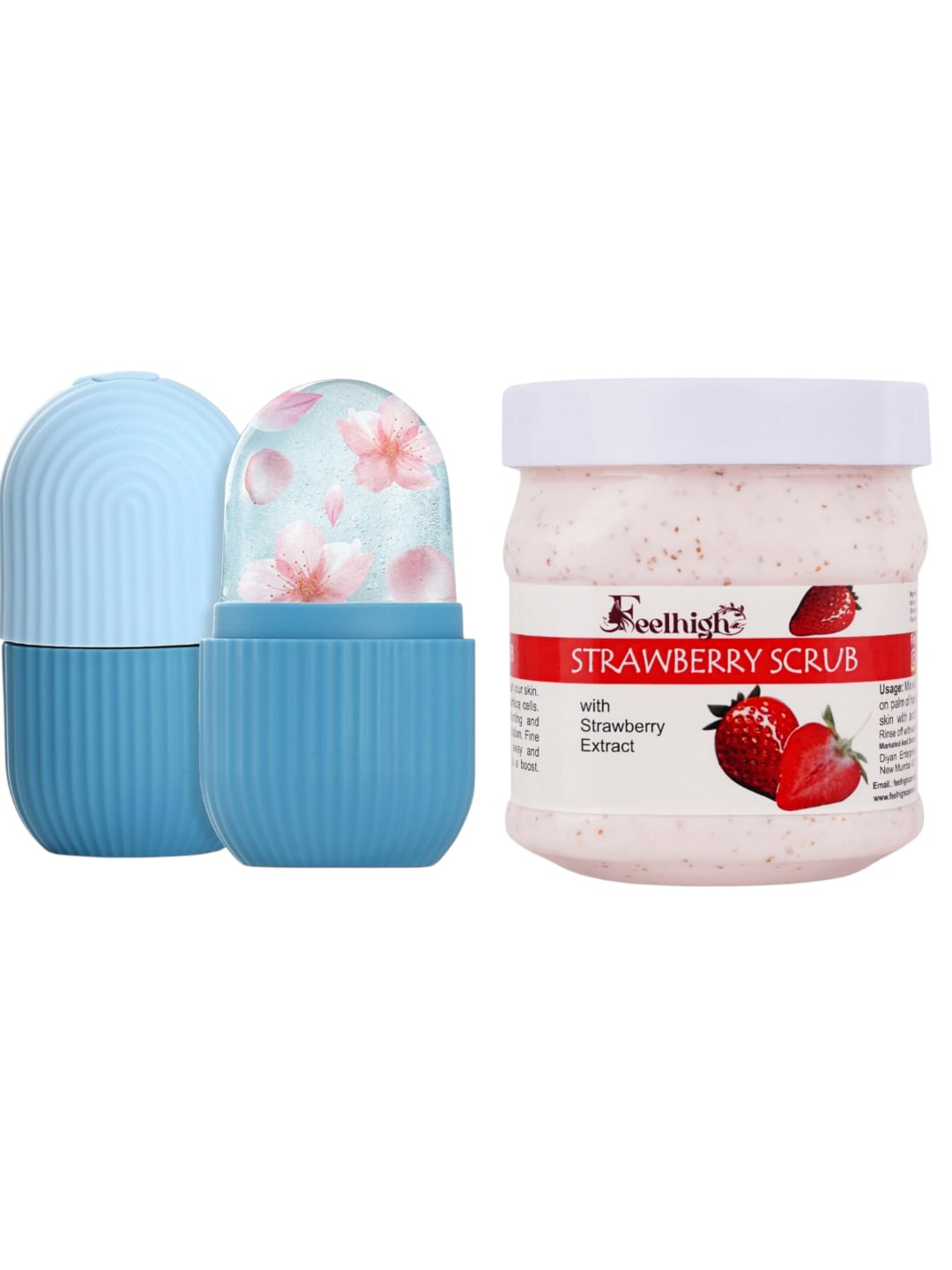FEELHIGH Ice Roller with Strawberry Scrub - 10ml+500ml