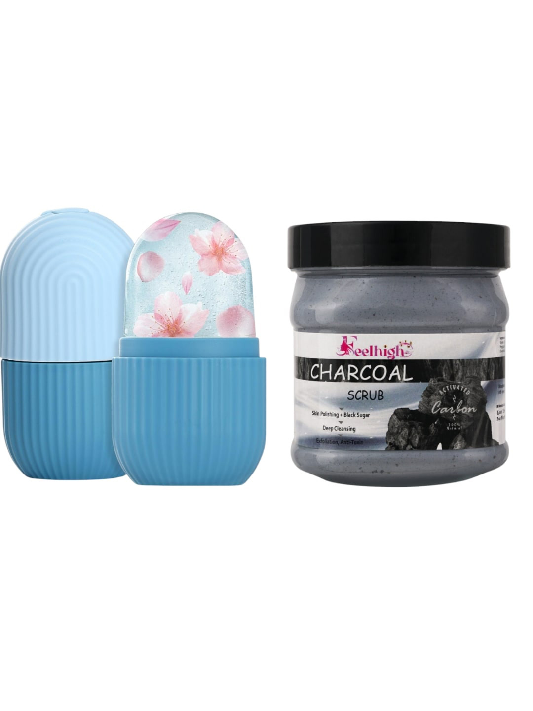 FEELHIGH Ice Roller With Charcoal Scrub