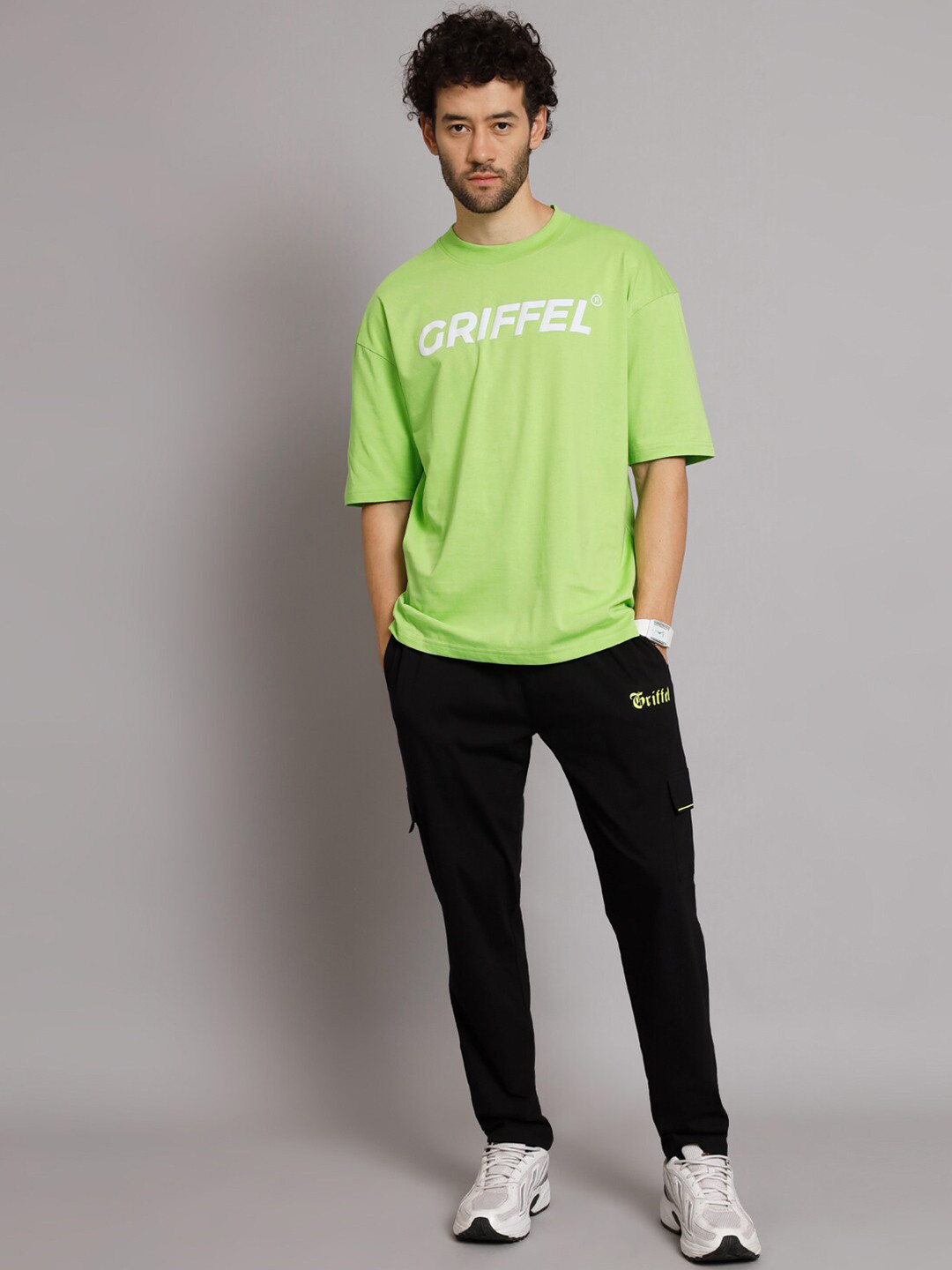 GRIFFEL Brand Printed Pure Cotton T-Shirt & Track Pants Co-Ords