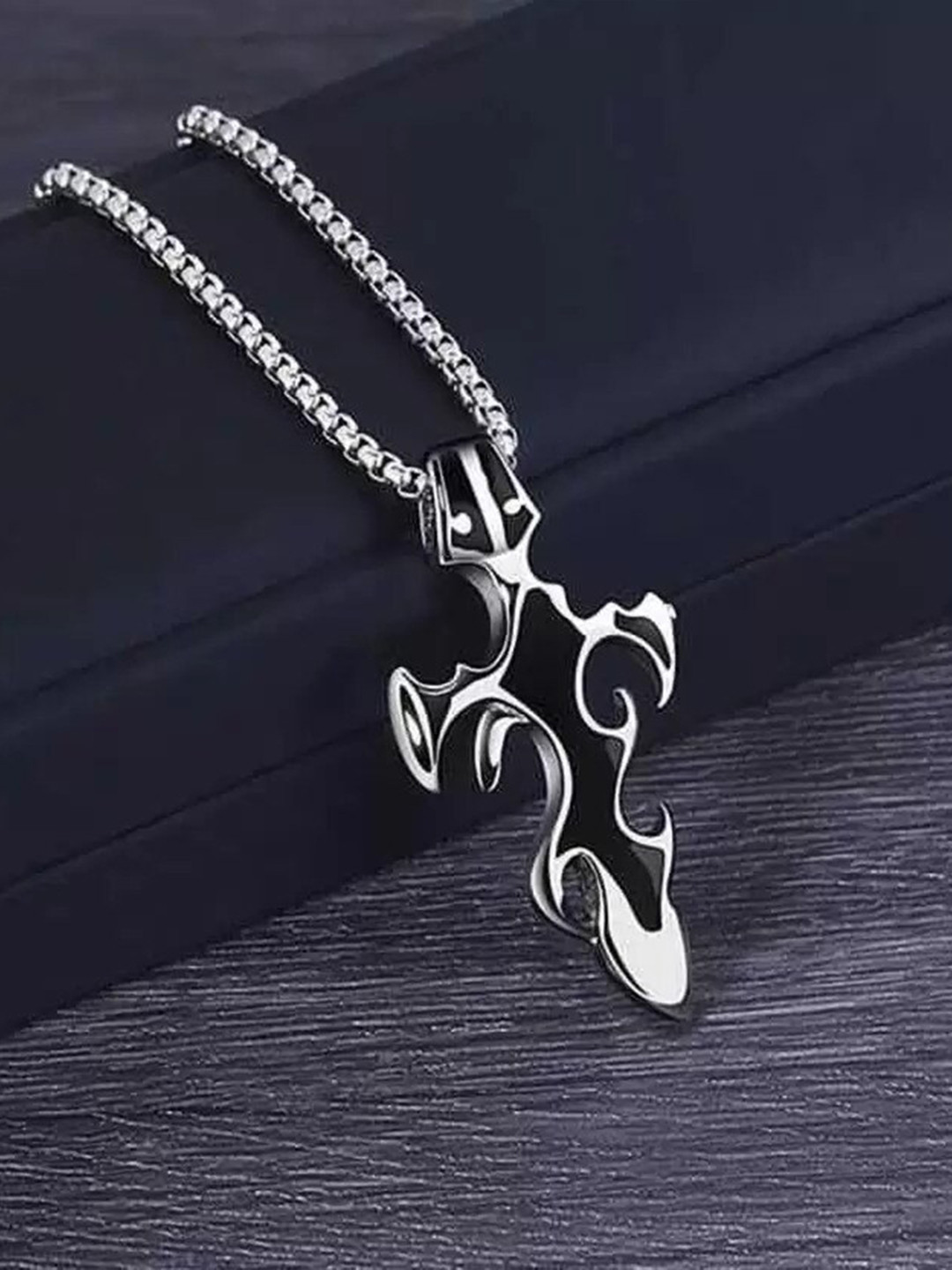 KRYSTALZ Men Silver-Plated Tribal Pendant With Chain