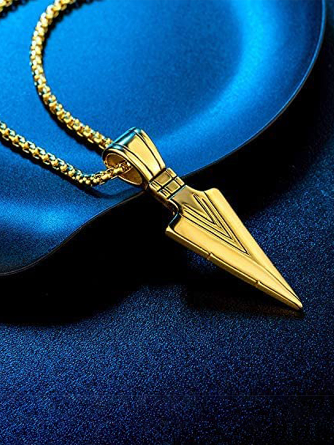 KRYSTALZ Unisex Gold-Plated Tribal Arrow Pendant Chain