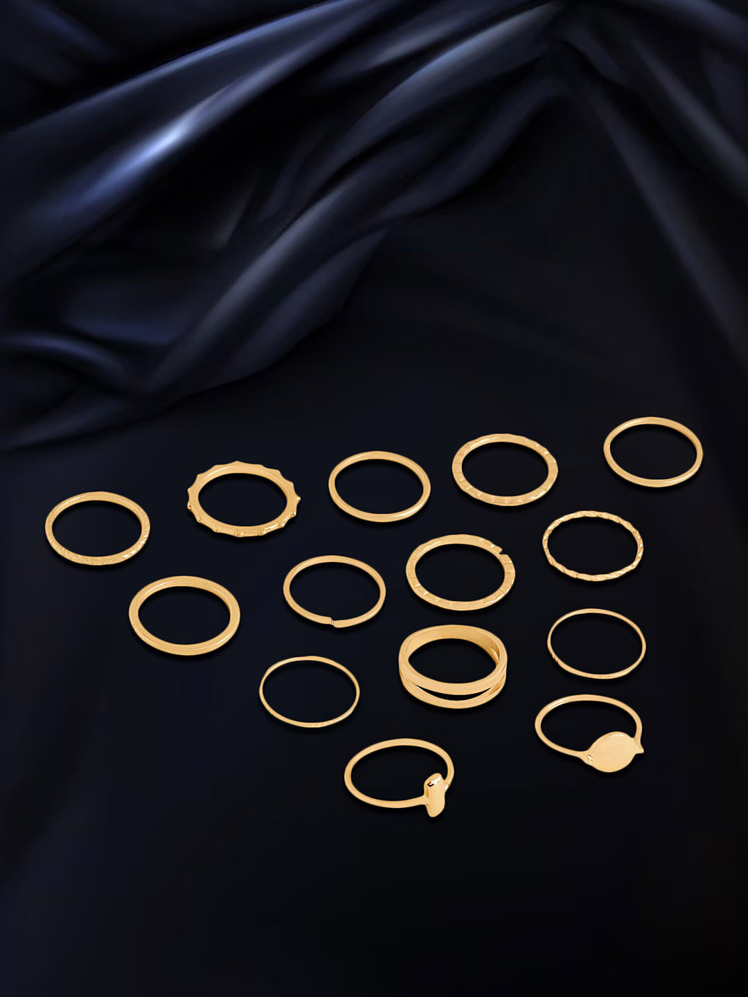Yellow Chimes Set Of 14 Gold-Plated Aesthetic Knuckle Rings