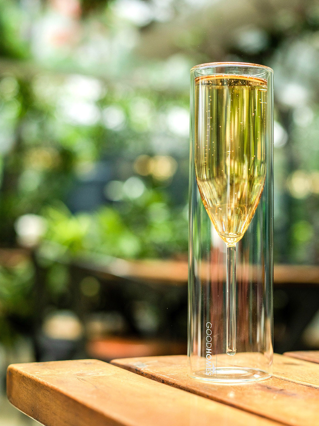 GOODHOMES Transparent 2-Pieces Double Wall Stem Glass-150 ml Each