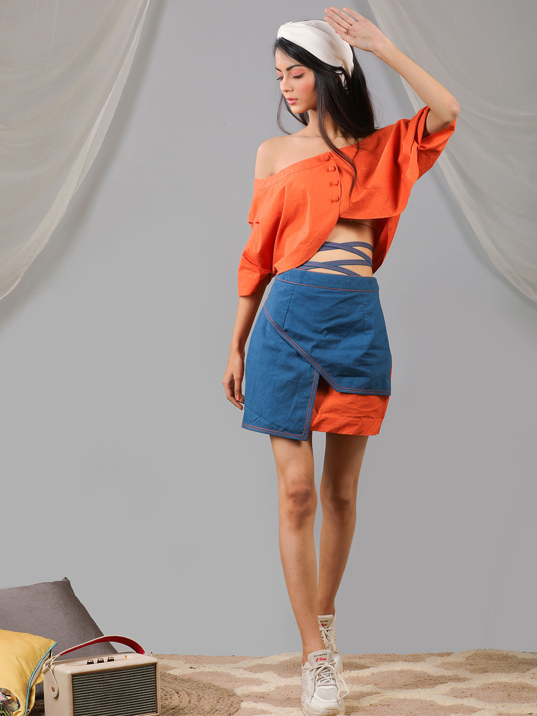KAORI BY SHREYA AGARWAL Pure Cotton Shrug Blouse With Flap Skirt