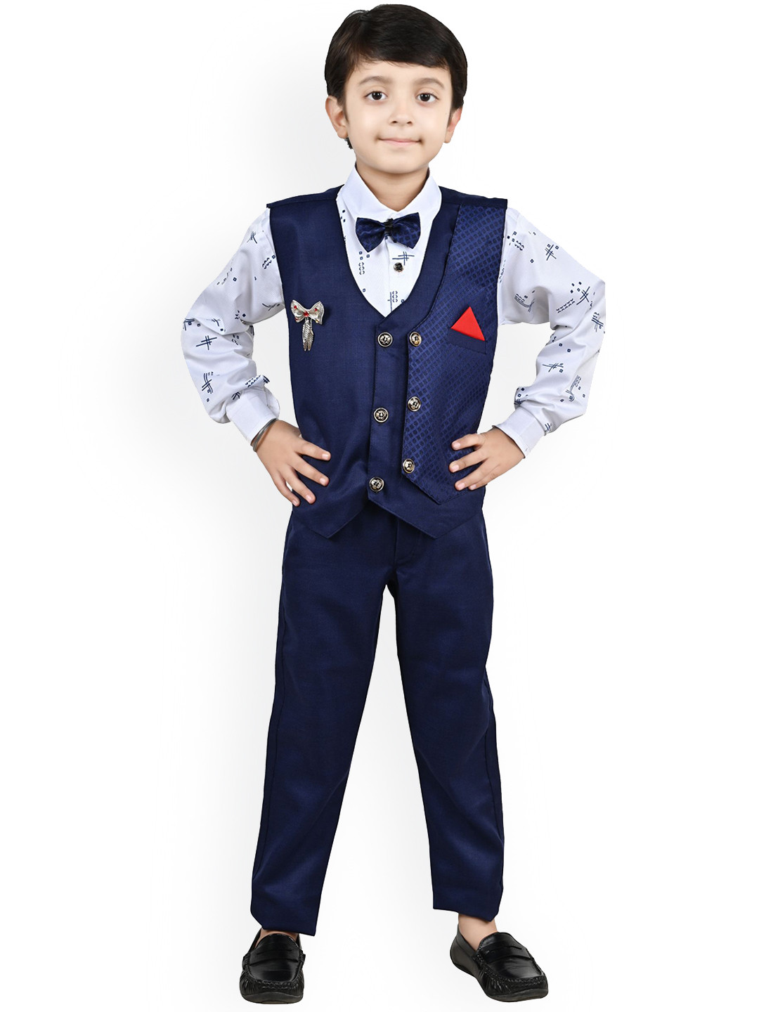 BAESD Boys 3-Piece Shirt With Trousers & Waistcoat Suits With Bow Tie