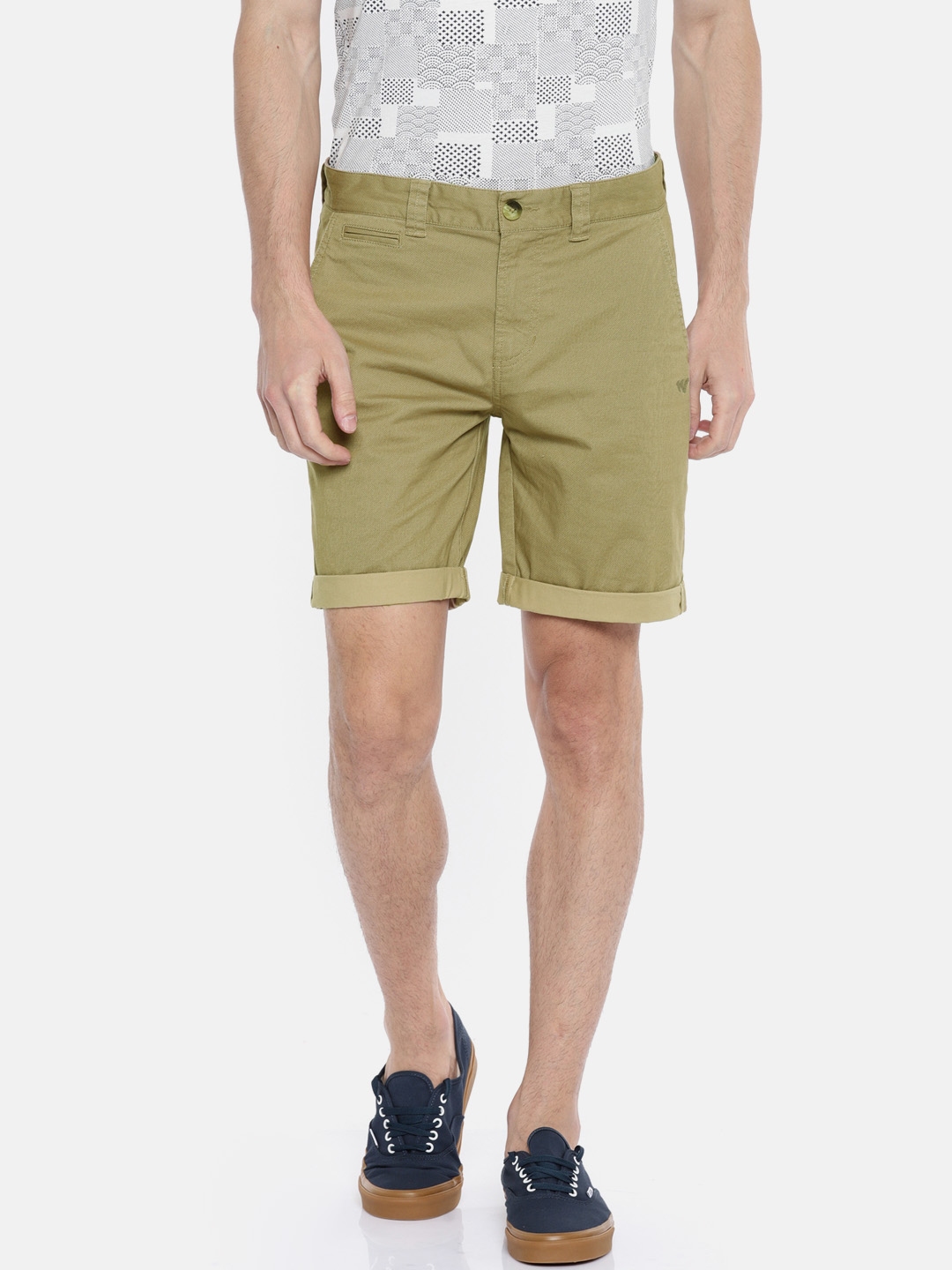 Buy Wildcraft Men Khaki Solid Chino Bermuda Shorts Roll Up