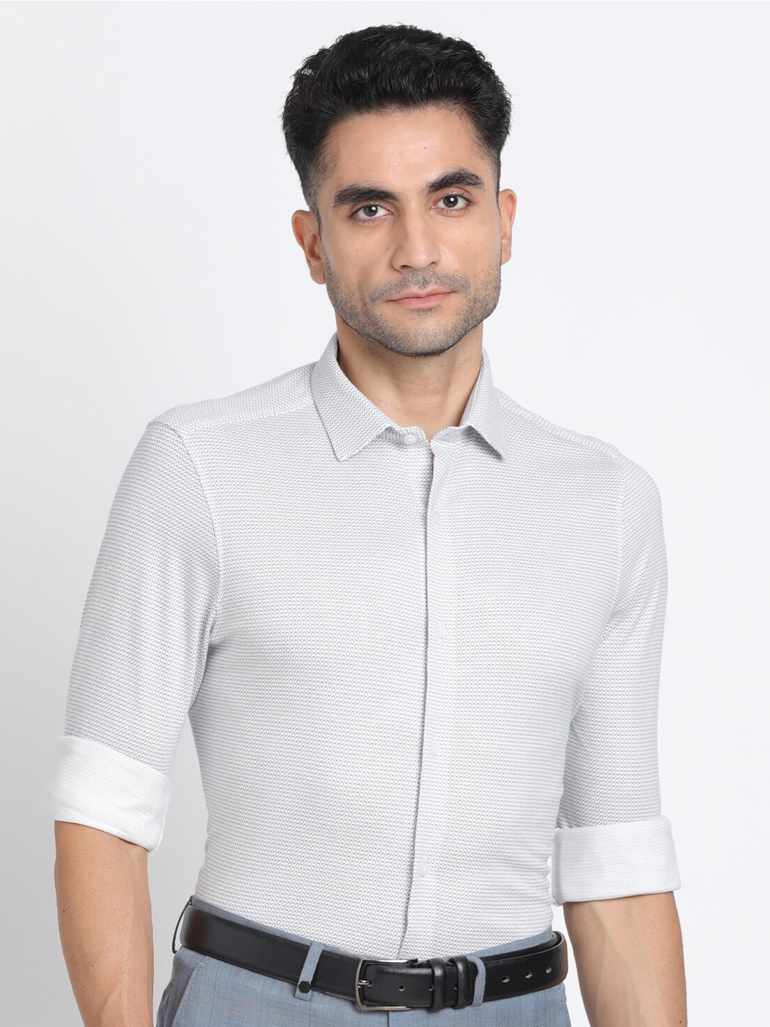 Turtle Micro Ditsy Printed Modern Slim Fit Cotton Formal Shirt