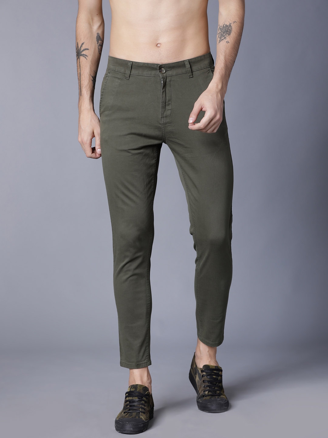 Buy HIGHLANDER Men Olive Green Tapered Fit Chinos - Trousers for Men  2425353
