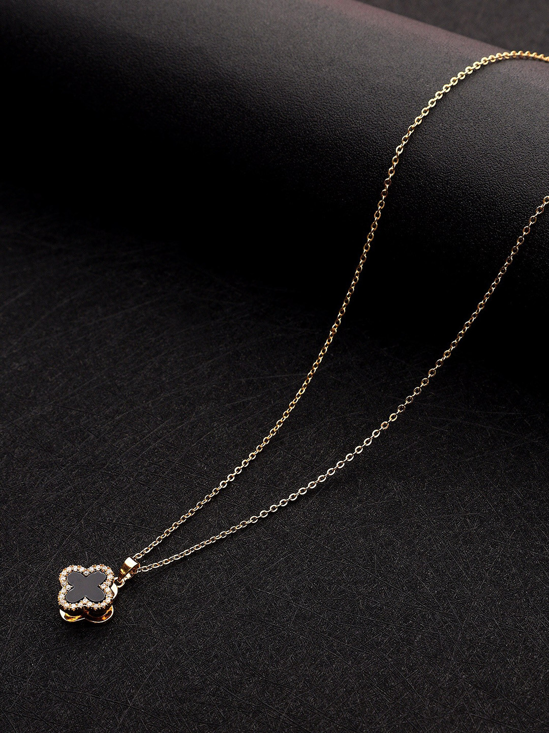 Mali Fionna Gold-Plated Stone Studded Pendant With Chain