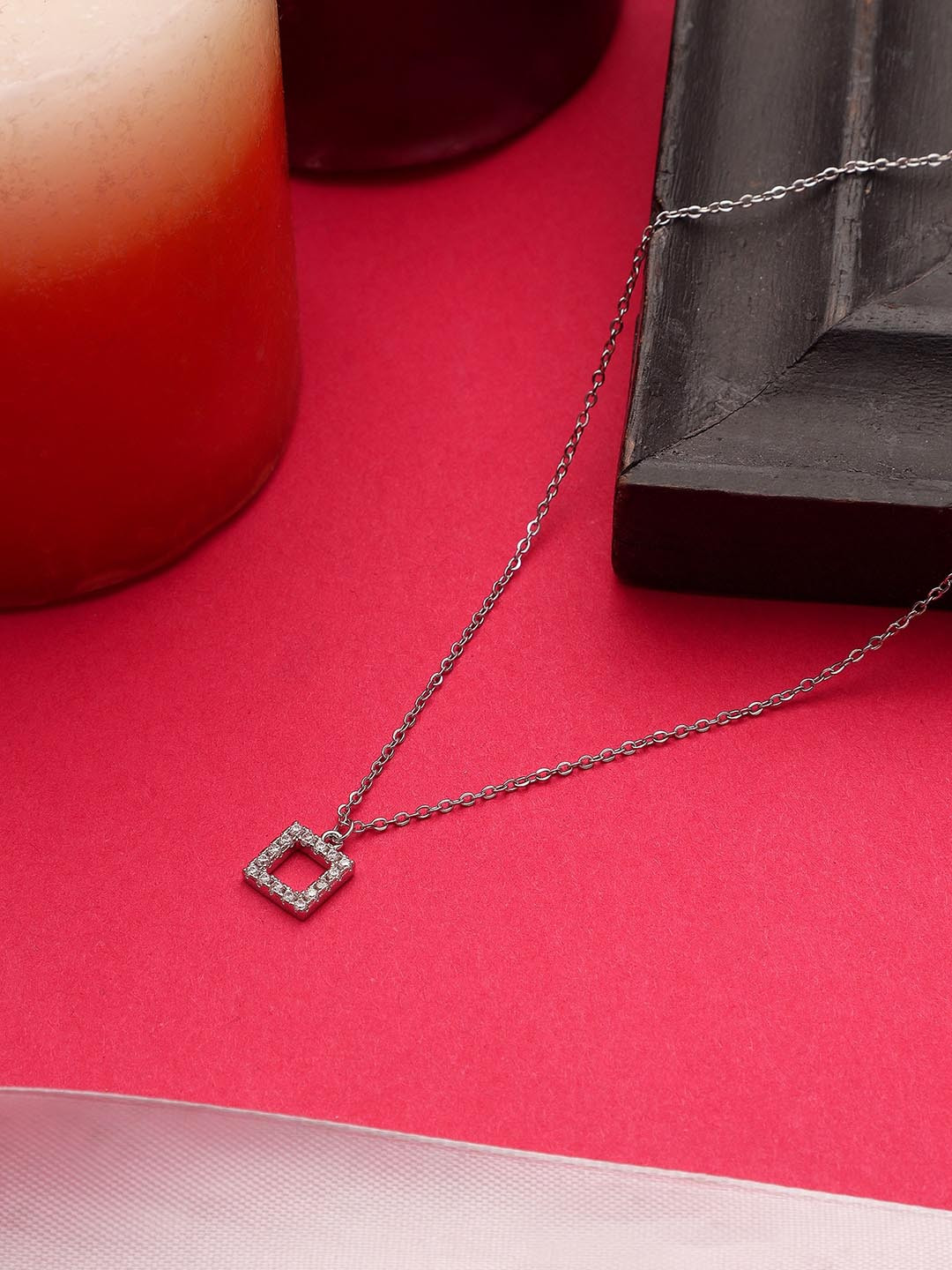 Mali Fionna Silver-Plated Stone Studded Minimal Necklace