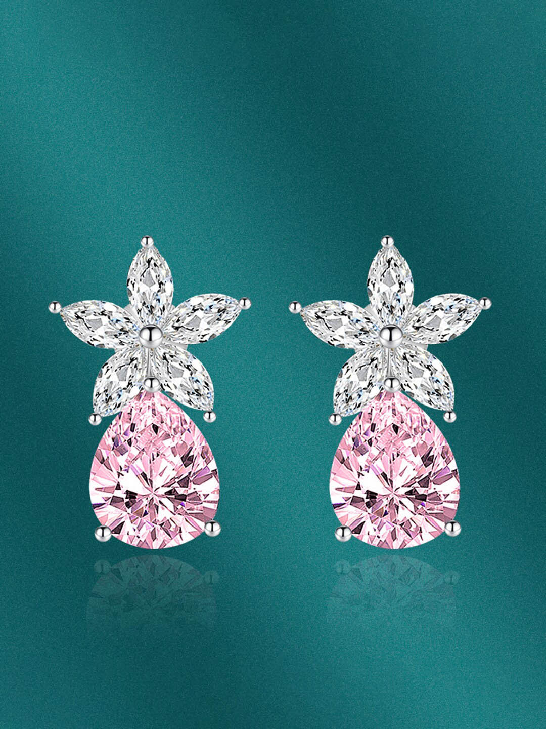 Designs & You Cubic Zirconia Silver Plated Contemporary Drop Earrings