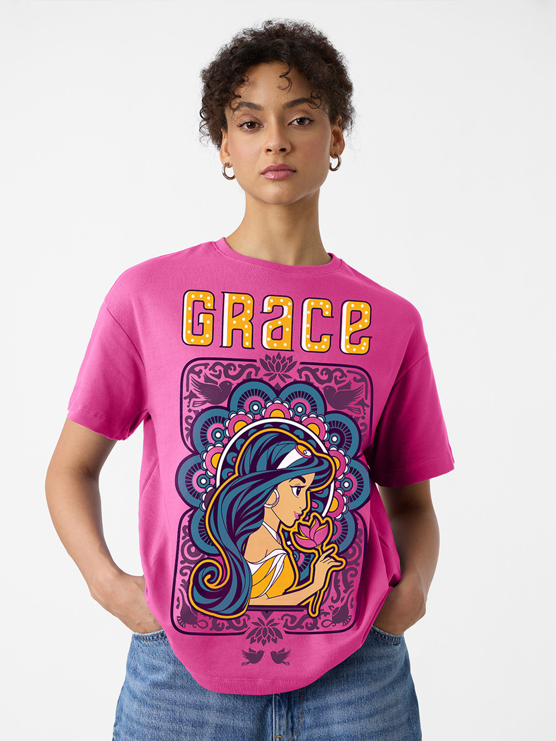 The souled store Official Aladin: Her Grace Pink Women Oversized T-Shirts