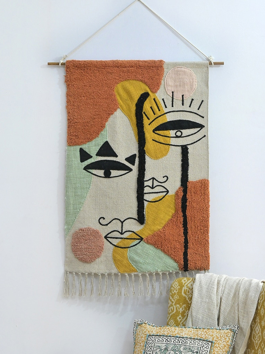 Art Avenue MISTY Fabric Tasselled Matte Hanging Hall Tapestries & Macrame-35.4In