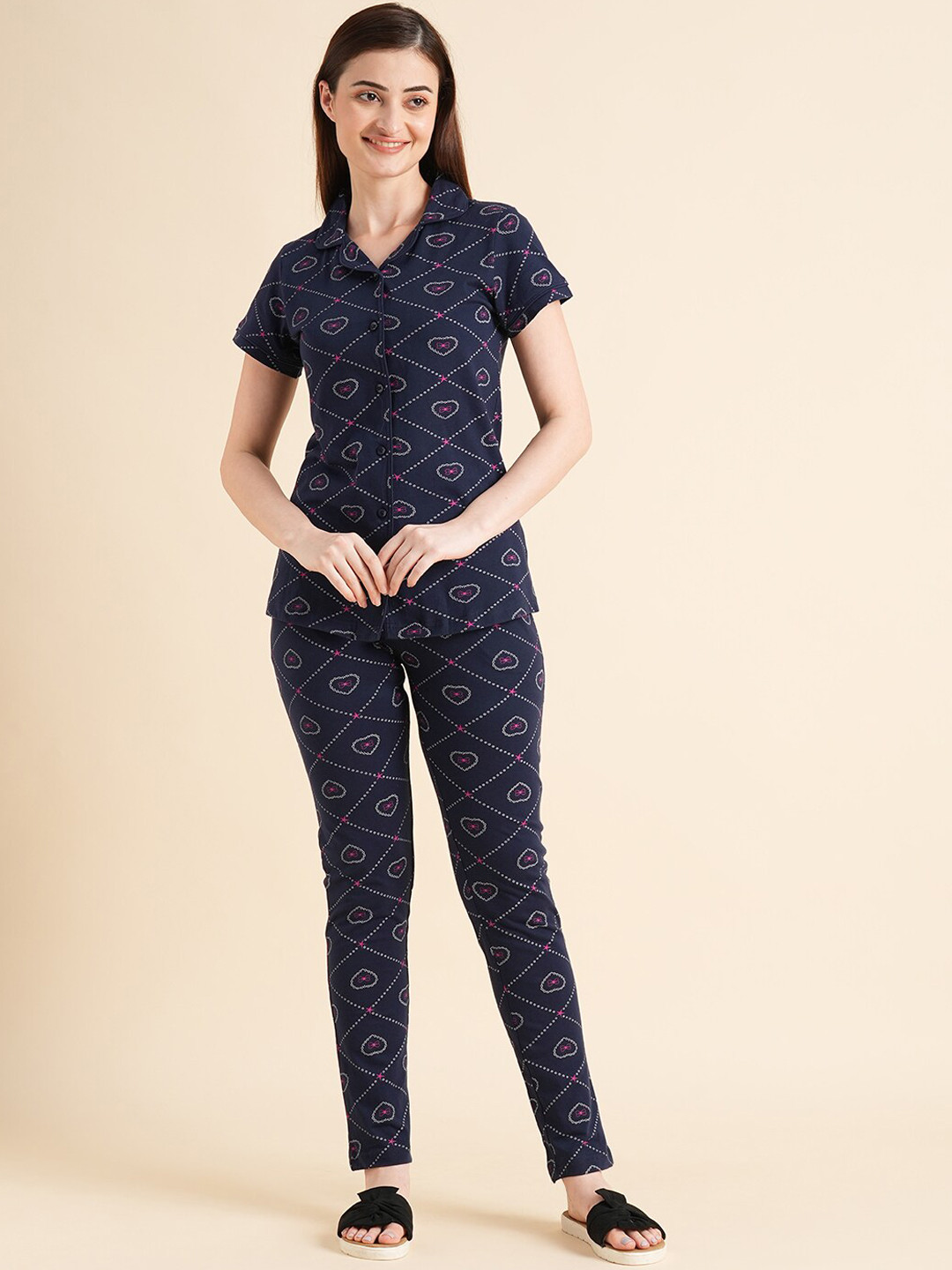 Sweet Dreams Conversational Printed Cotton Night Suit